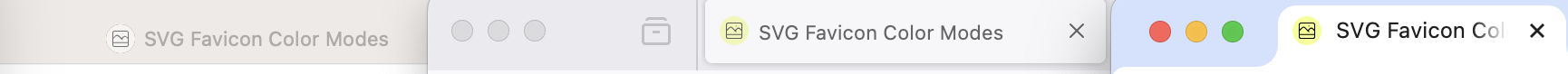 Light mode SVG favicons in Safari, Firefox, and Chrome (from left to right)